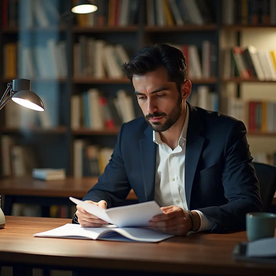 Analista a consultar relatório financeiro